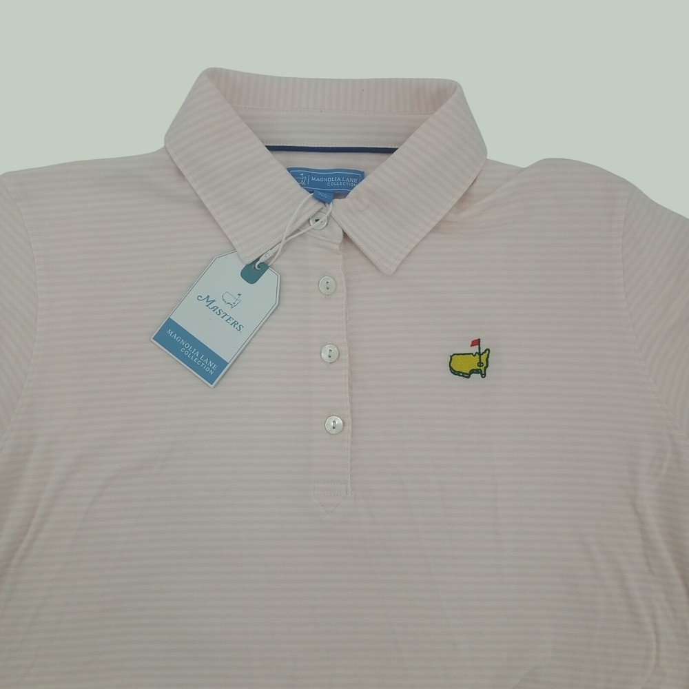 Masters Magnolia Lane Collection Pink Striped Golf Polo Shirt Womens XL NWT